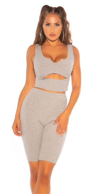 sporty set with front cut out Gray